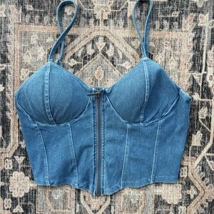 No Boundaries Blue Denim Corset Top